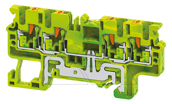 Клемма защитного проводника CPG2.5/4 /5x74,7mm, push-in, 4 присоед., 2,5(max 4)mm2, желто-зеленая