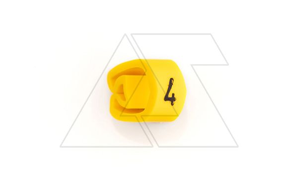 Маркер кольцевой RMS-01 59544-4, D кабеля 1,3-3mm, 0,35-1mm2, символ "4", PVC, желтый (упак. 1000шт.)