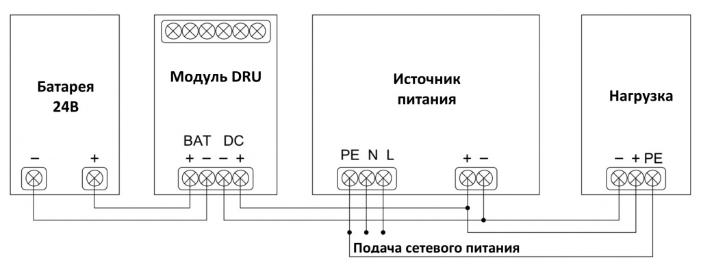 Схема подключения модуля DRU