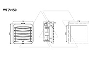 Вентилятор с фильтром 8,1Вт, 50(67)м3/час, 24VDC, габариты 152x152x75мм, вырез 125x125мм, выбор направления потока, клеммная колодка, IP54, RAL7035