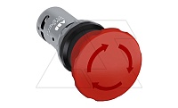 Кнопка CE4T-10R-01 аварийной остановки, красная, разбл. поворотом, 1NC, 1A, IP66, пластик, 22mm