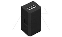 Розетка сменная модульная USB 2.0, двойной разъем, для блока OR-GM-9015/B, черный