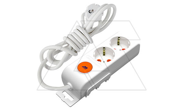 Ri-tech - Удлинитель 2x2P+E, нем. ст., со шторками, выключатель, кабель 3x1,5мм², 3м, белый