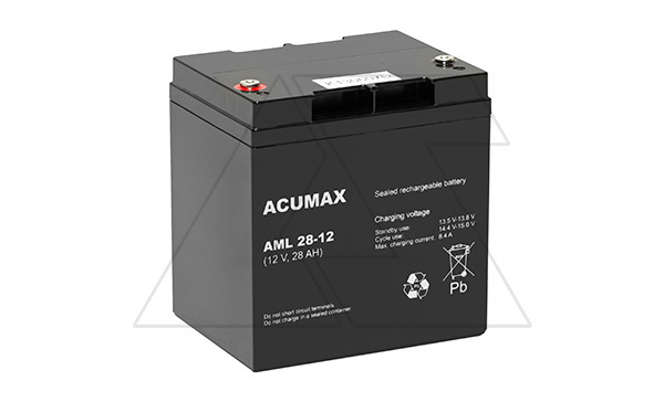 Батарея аккумуляторная Acumax AML28-12, 12V/28Ah, 172(175)x164x125 HxLxW, 9.5kg, 10-12лет