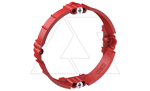 Кольцо ZU 12-PR для подрозетников, для компенсации толщины ГКЛ или слоя штукатурки, Ø60, h=12mm, с винтами, красный, полистирол