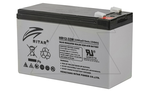 Батарея аккумуляторная Ritar HR12-32W, F2, 12V/8Ah, 94(100)x151x65 HxLxW, 2.2kg, 8 лет