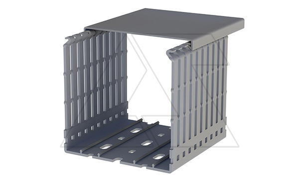 Перфокороб KKD 1001, органайзер для шкафов, 100x100х2000мм (ШxВхД), RAL 7030, серый
