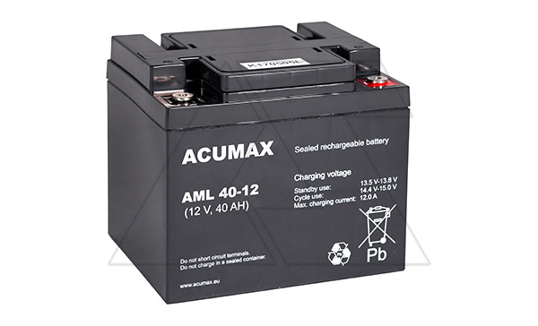 Батарея аккумуляторная Acumax AML40-12, 12V/40Ah, 170x197x165 HxLxW, 13.2kg, 10-12лет